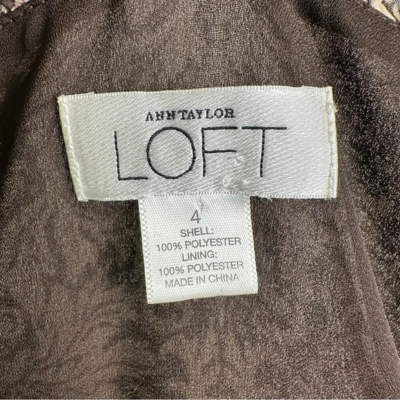 Ann Taylor LOFT Women’s Size 4 Brown V Neck Print Dress - Picture 4 of 4